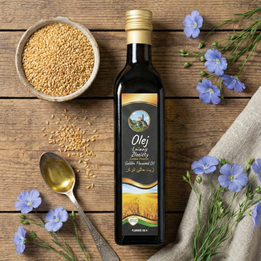 Olej Lniany Złocisty Tłoczony na Zimno – Nierafinowany - 250 ml - obrazek 2