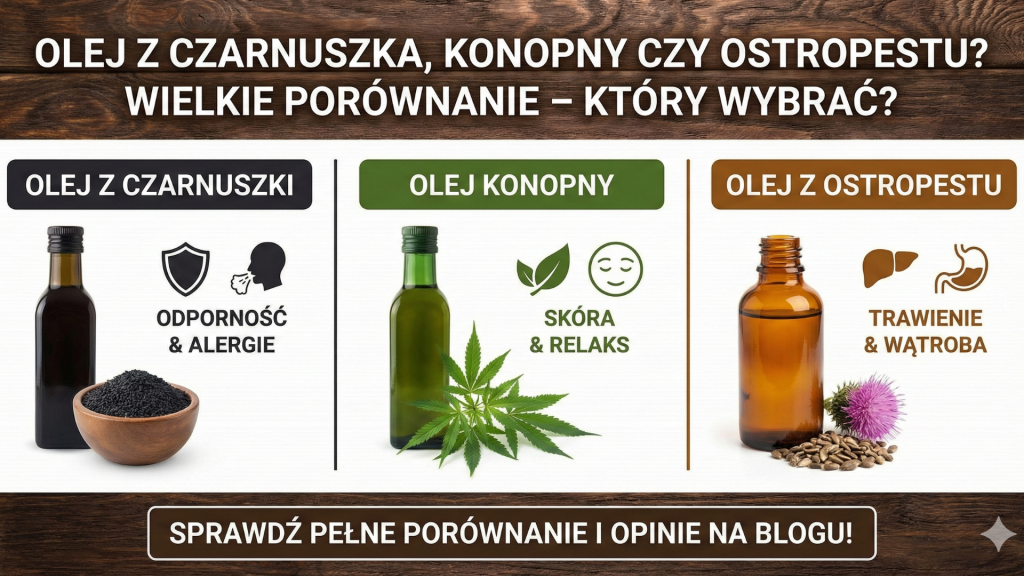 Olej z czarnuszki, konopny czy ostropestu? Wielkie porównanie – który wybrać?