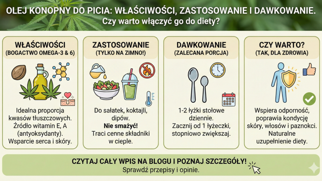 Olej Konopny do Picia – Właściwości, Zastosowanie i Dawkowanie | Olejezjury.pl