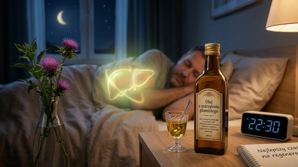 Olej z ostropestu na noc – dlaczego warto? Regeneracja wątroby | Oleje z Jury