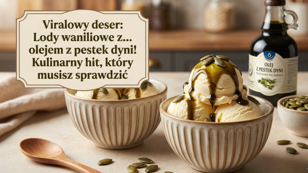 Viralowy deser: Lody waniliowe z olejem z pestek dyni i solą!