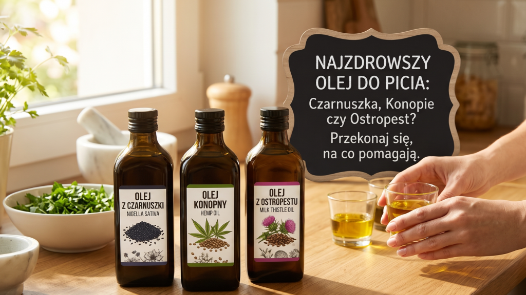 Najzdrowszy olej do picia czarnuszka, konopie czy ostropest